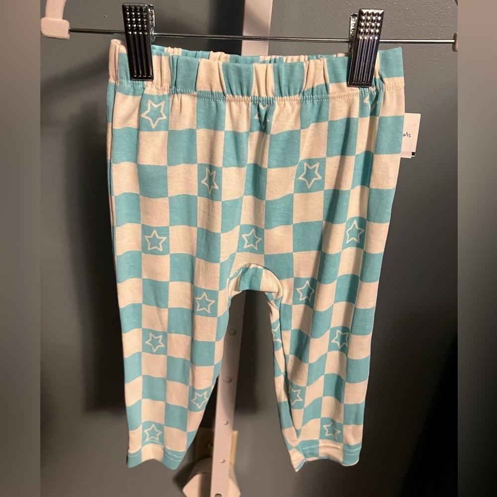 🇺🇸 $5 🇺🇸 Okie Dookie Blue and White Checkered Star Baby Pants NWT